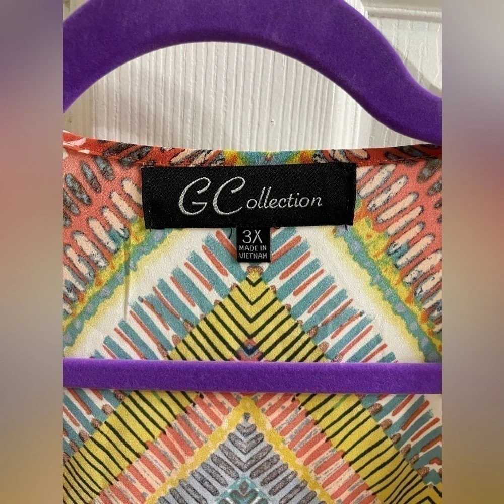 🌈 SYMMETRICAL CHEVRON MULTICOLOR Cover Up Resort Boho Geometric Wearable Art 3X